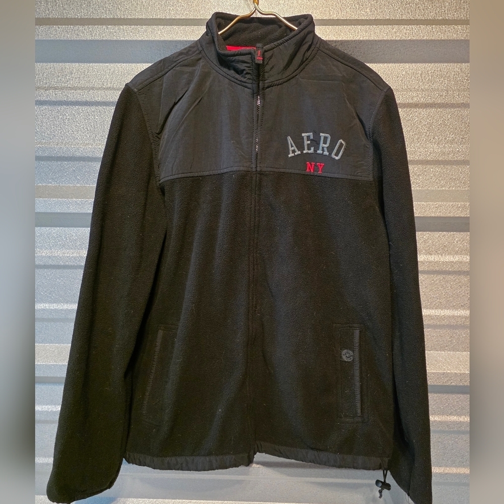 Aeropostale Black Fleece Jacket with Red Accents